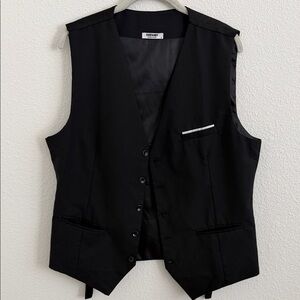 Black Men's Formal Vest with Pocket Trim